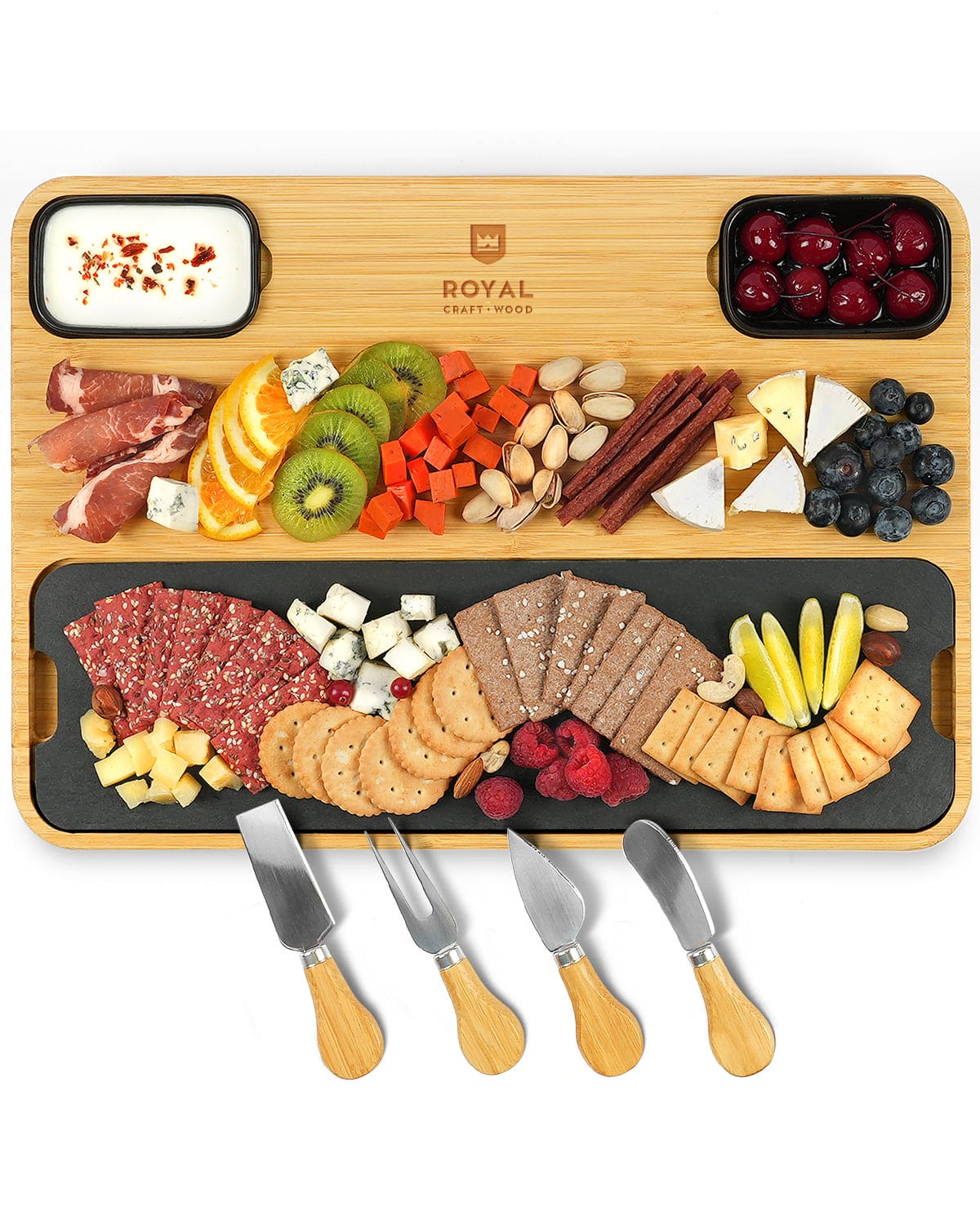 Bamboo & Slate Cheese Board Set