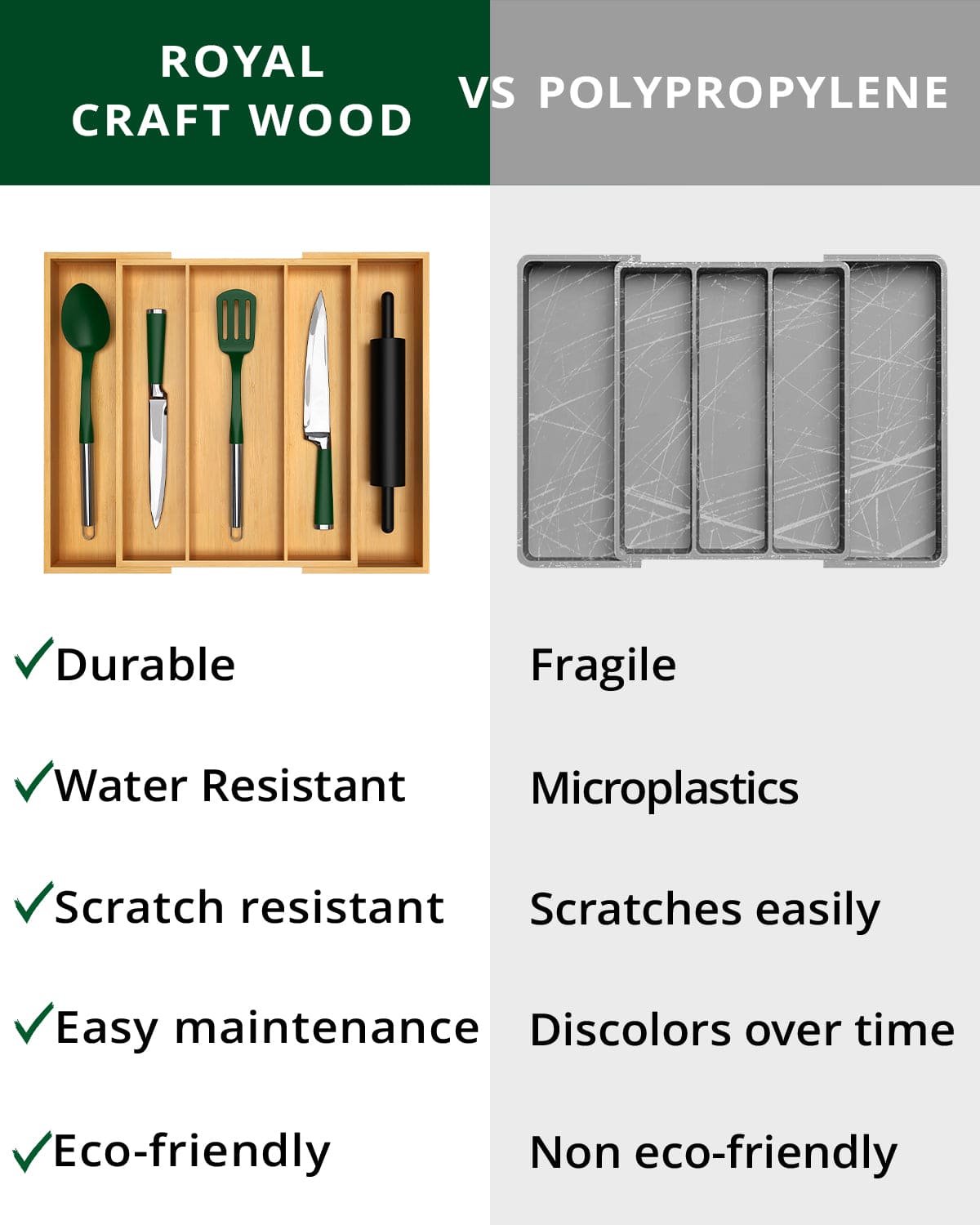Expandable Bamboo Utensil Organizer — 3–5 Compartments