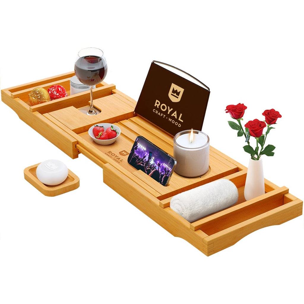 Expandable Bamboo Bath Caddy — Natural