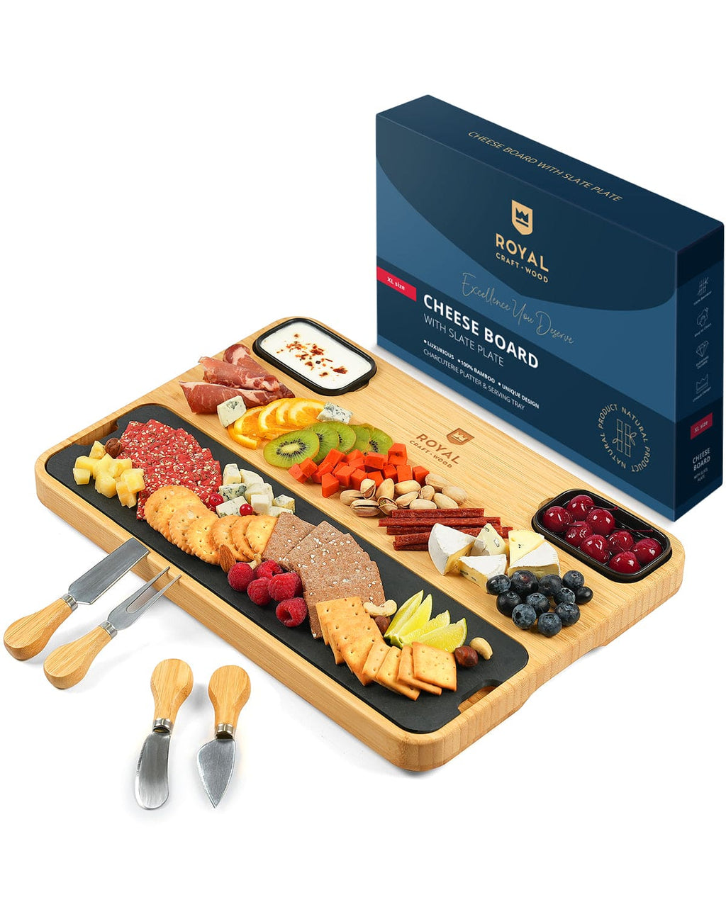 Bamboo & Slate Cheese Board Set
