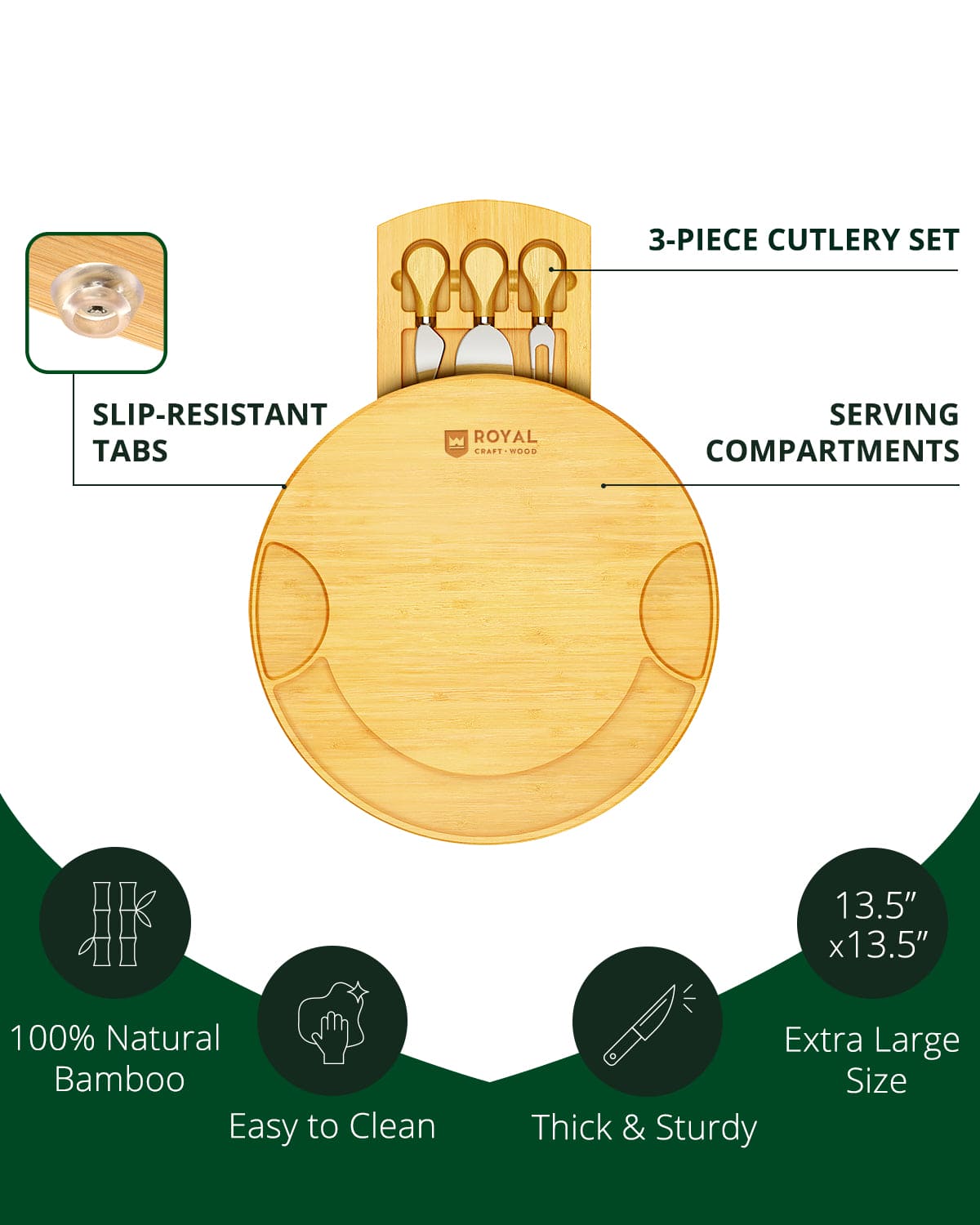 Round Bamboo Cheese Board & Tools
