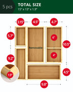 Modular Bamboo Drawer Trays — Set of 5