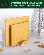 Bamboo Cutting Board Stand — 3 Slots