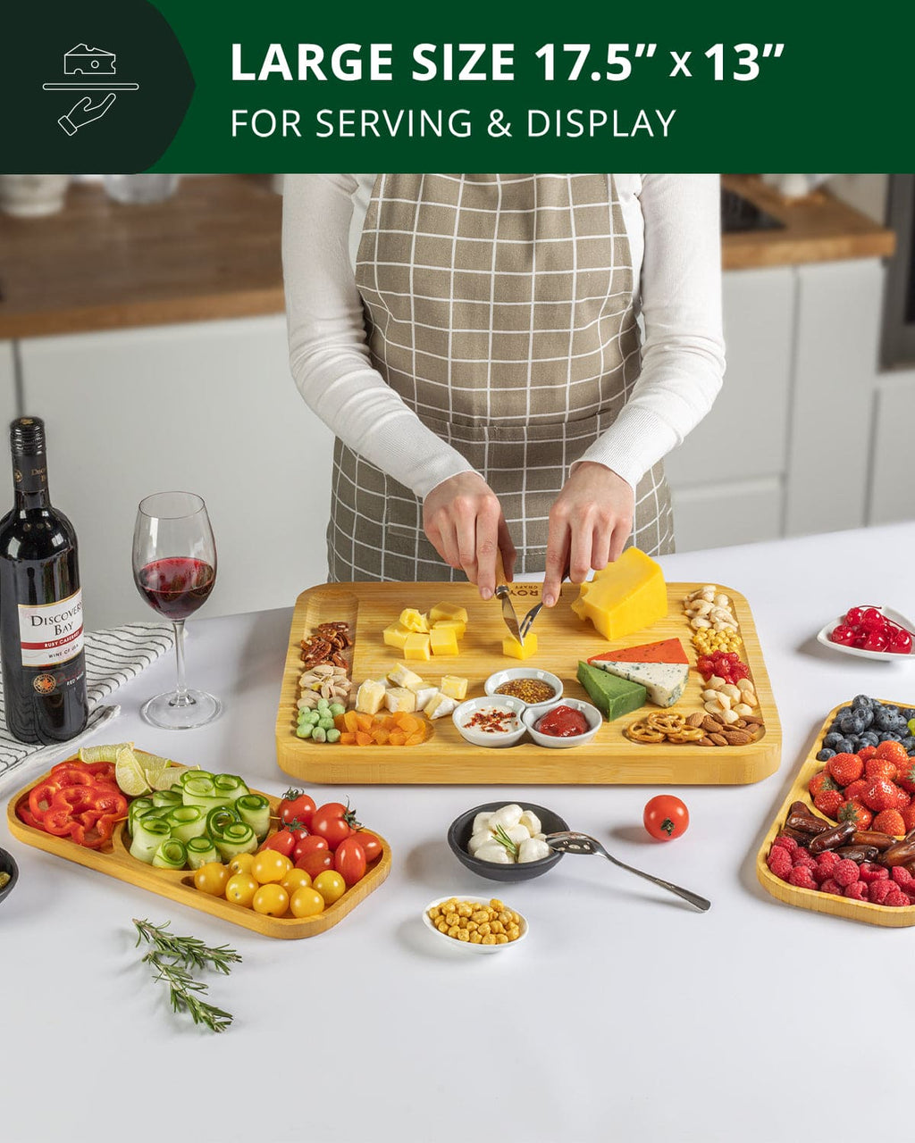 Bamboo Hosting Board Set with Side Trays