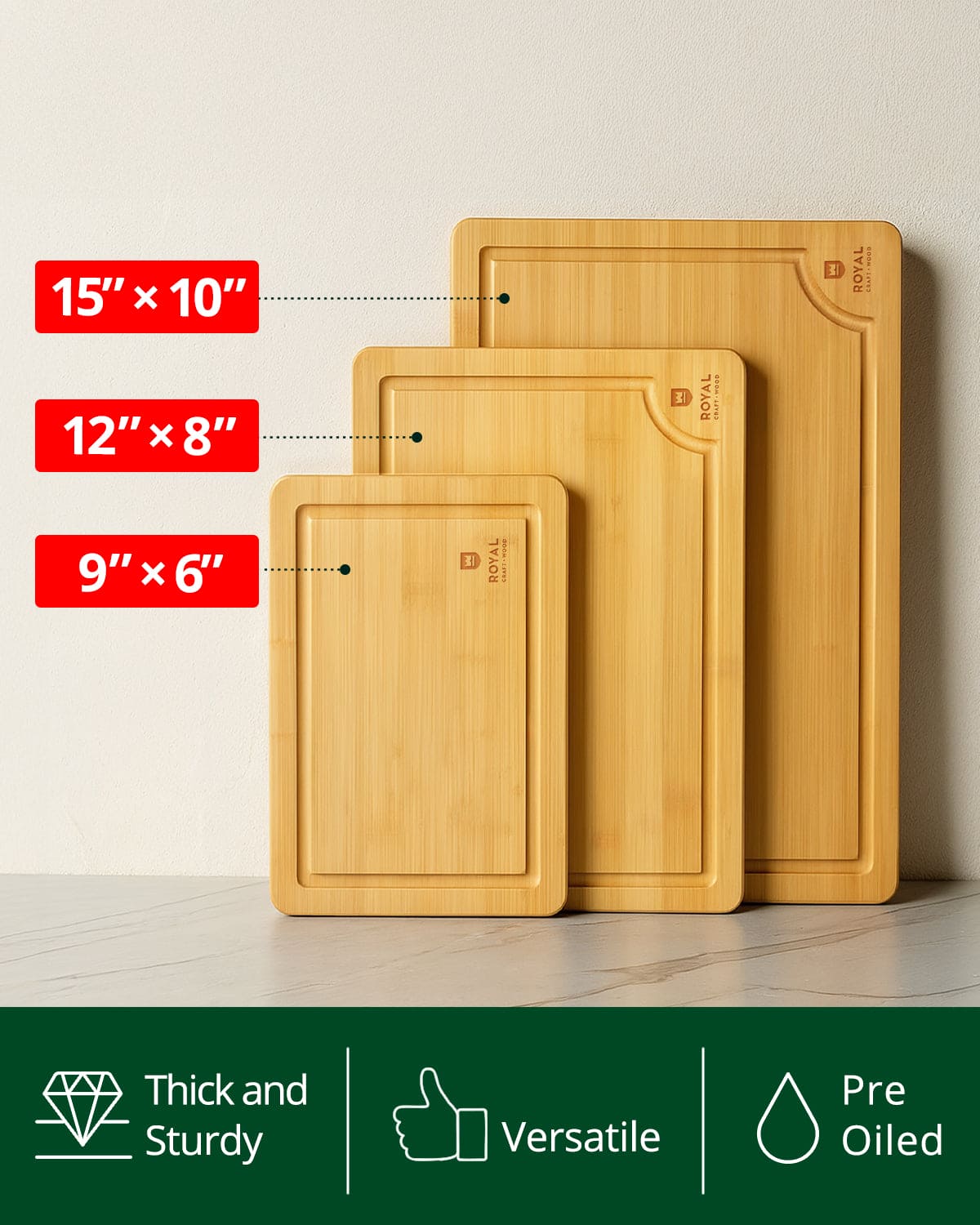 Everyday Bamboo Cutting Boards — Set of 3