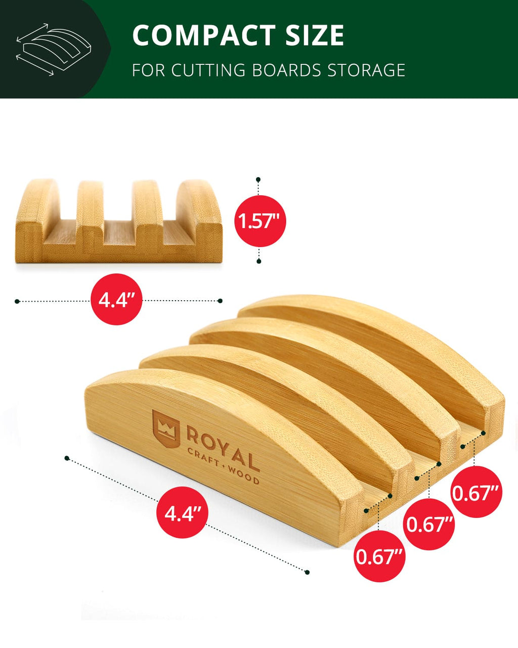 Bamboo Cutting Board Stand — 3 Slots