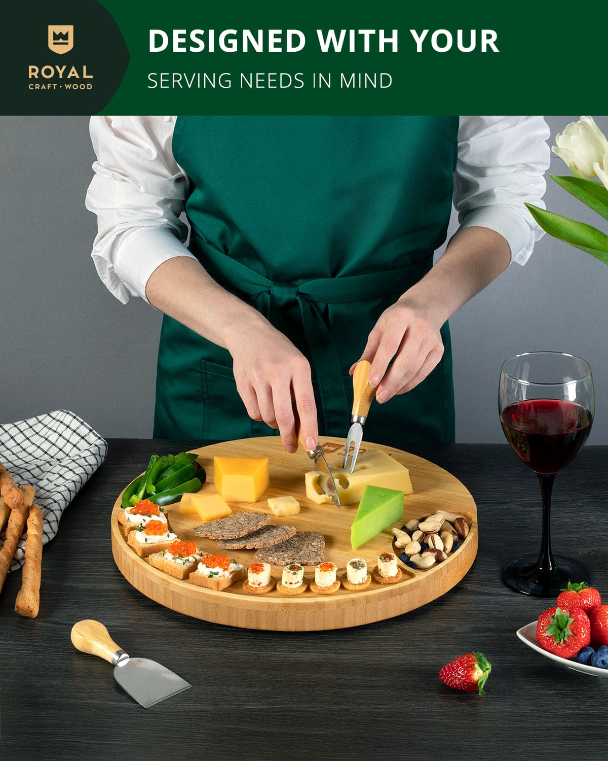 Round Bamboo Cheese Board & Tools