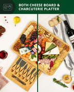 Bamboo Serving Board with Slide-Out Cutlery — 17.5 × 13 in