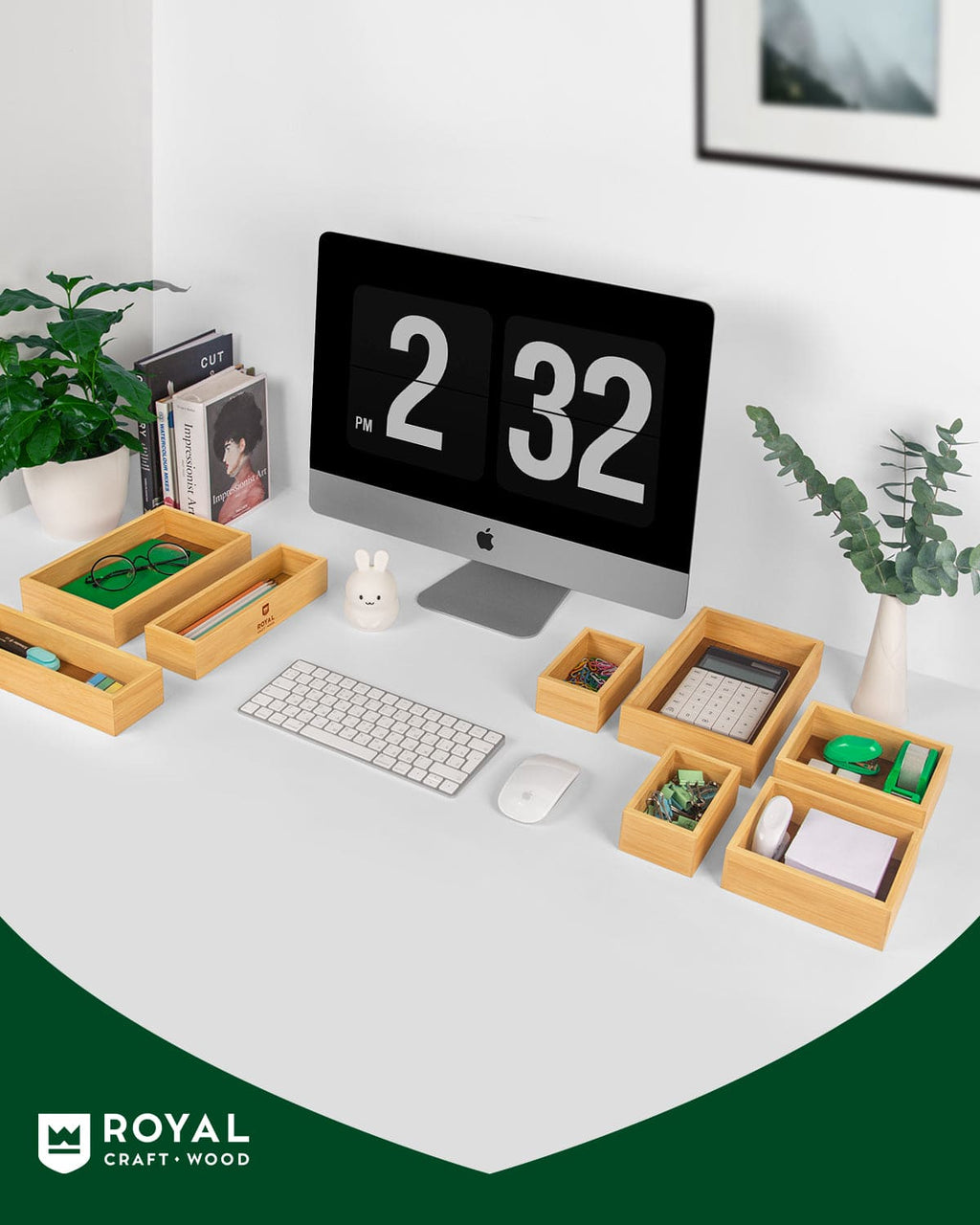 Eight natural bamboo storage trays arranged as a modular drawer organizer — supplier view 5