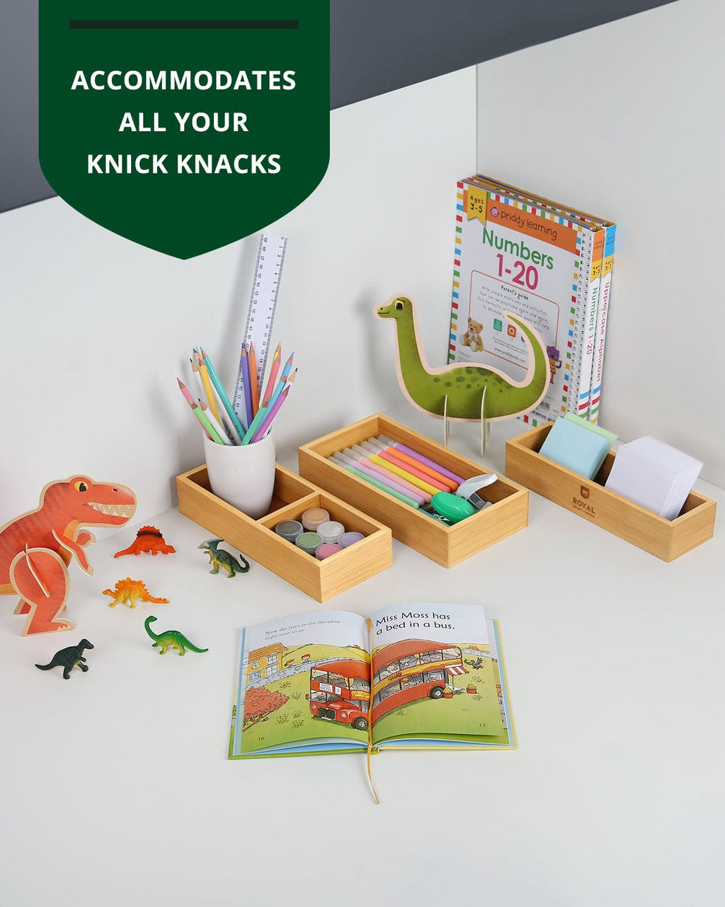 Three natural bamboo organizer trays in different sizes — supplier view 6