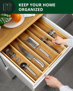 Expandable Bamboo Utensil Organizer — 3–5 Compartments