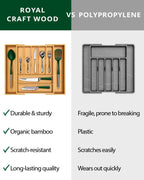 Natural bamboo cutlery organizer with sliding expandable side compartments — supplier view 4
