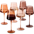 Venus Brown Wine Glasses — Set of 6: Six brown-toned stemmed wine glasses on a white background.
