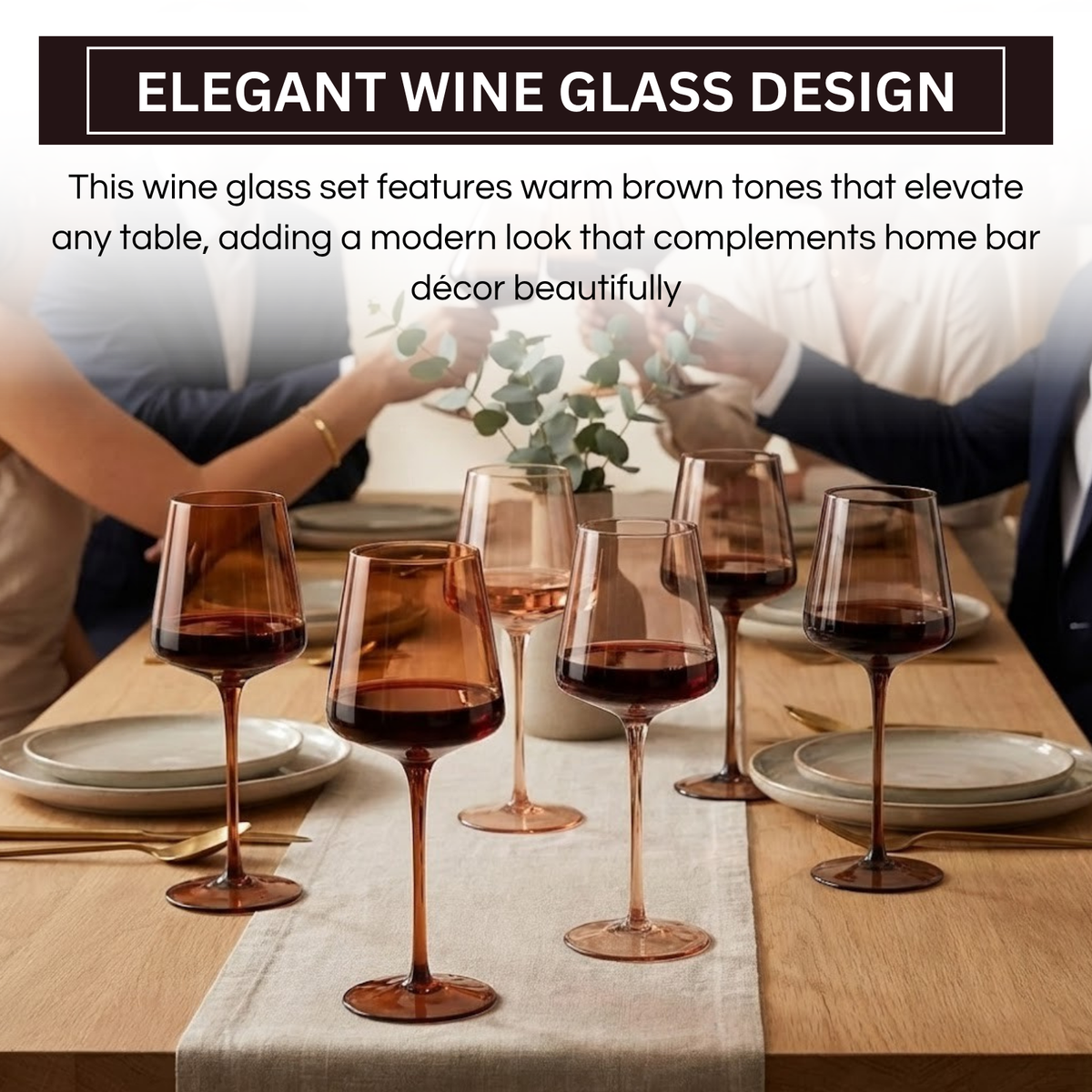 Venus Brown Wine Glasses — Set of 6