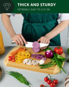 Two-Tone Bamboo Cutting Board — 18 × 12 in