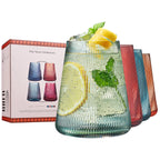 Ribbed Stemless Wine Glasses — Set of 4