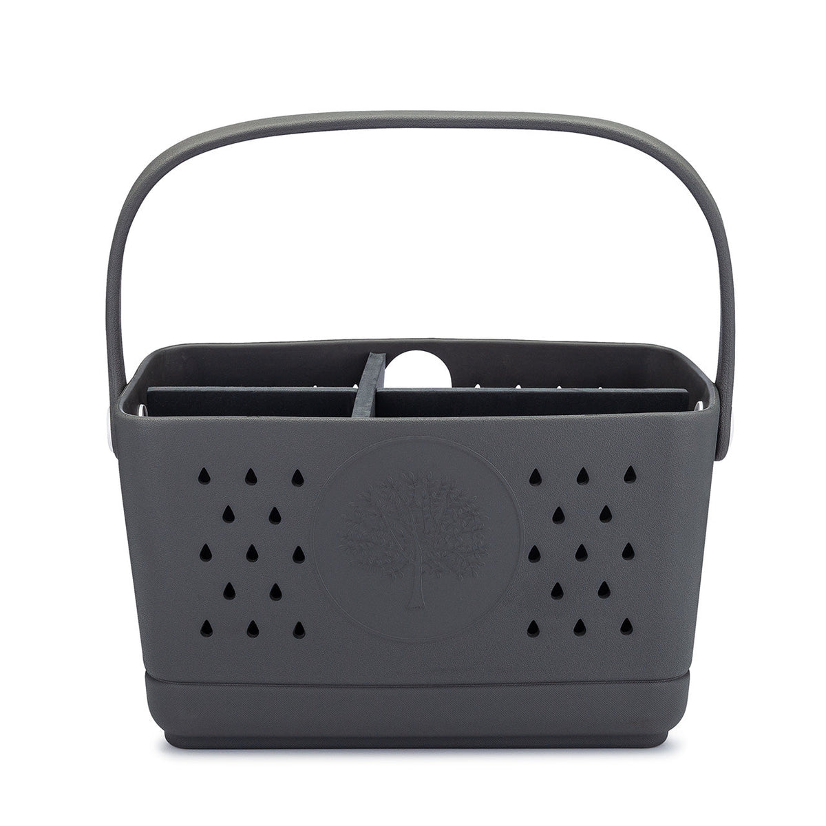 Drainable EVA Bath & Shower Caddy: Large black bath caddy with compartment insert.