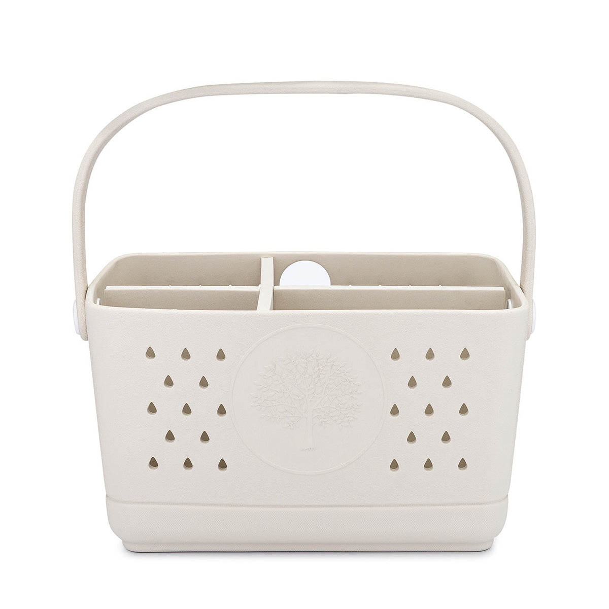 Drainable EVA Bath & Shower Caddy: Large cream bath caddy with compartment insert.