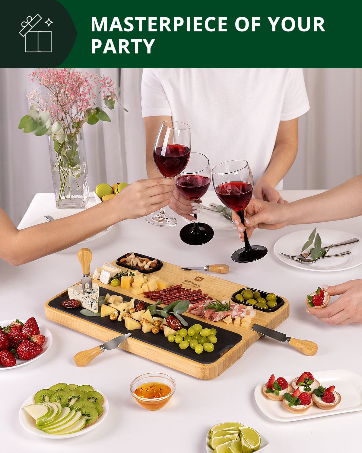 Bamboo & Slate Cheese Board Set