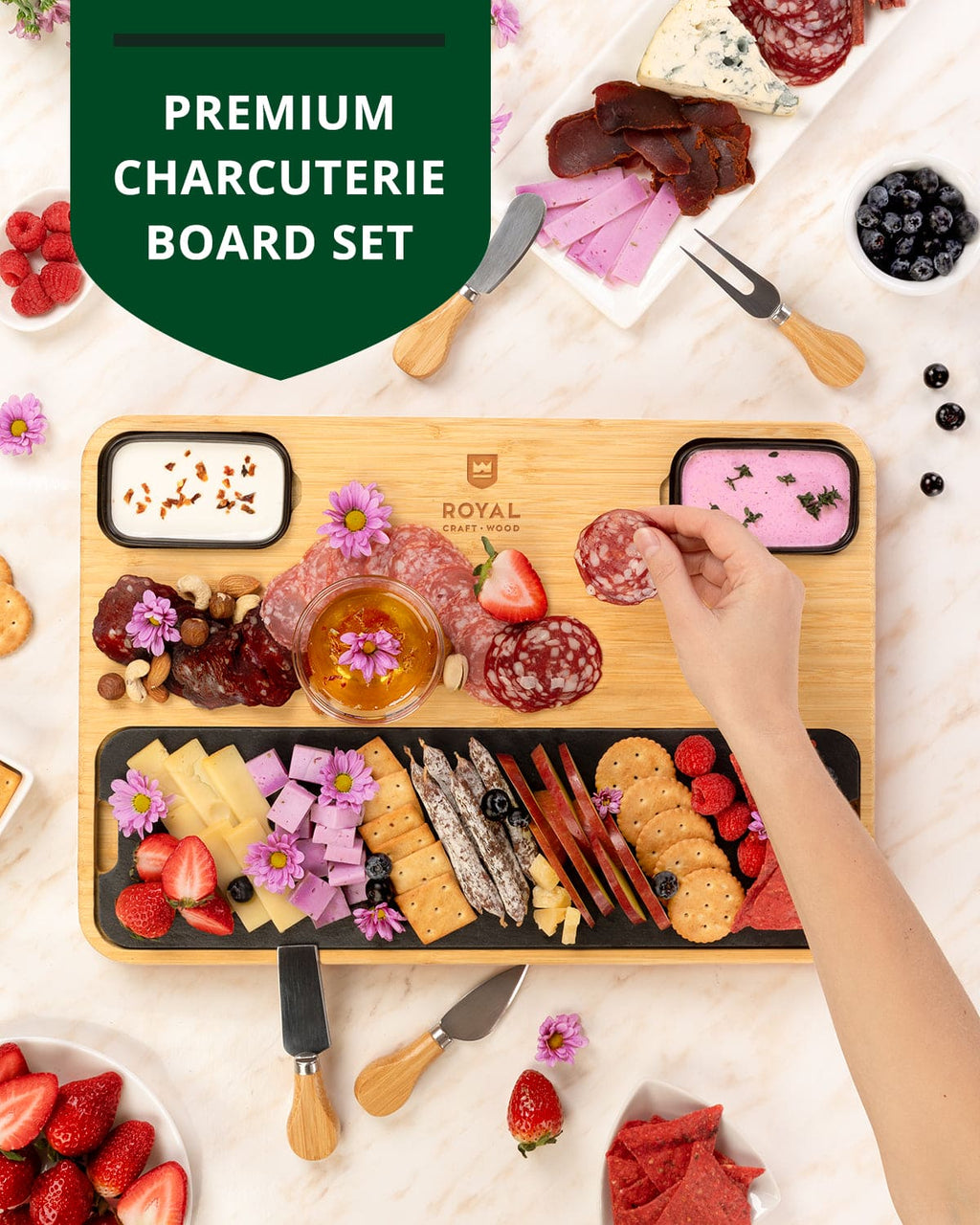 Bamboo & Slate Cheese Board Set