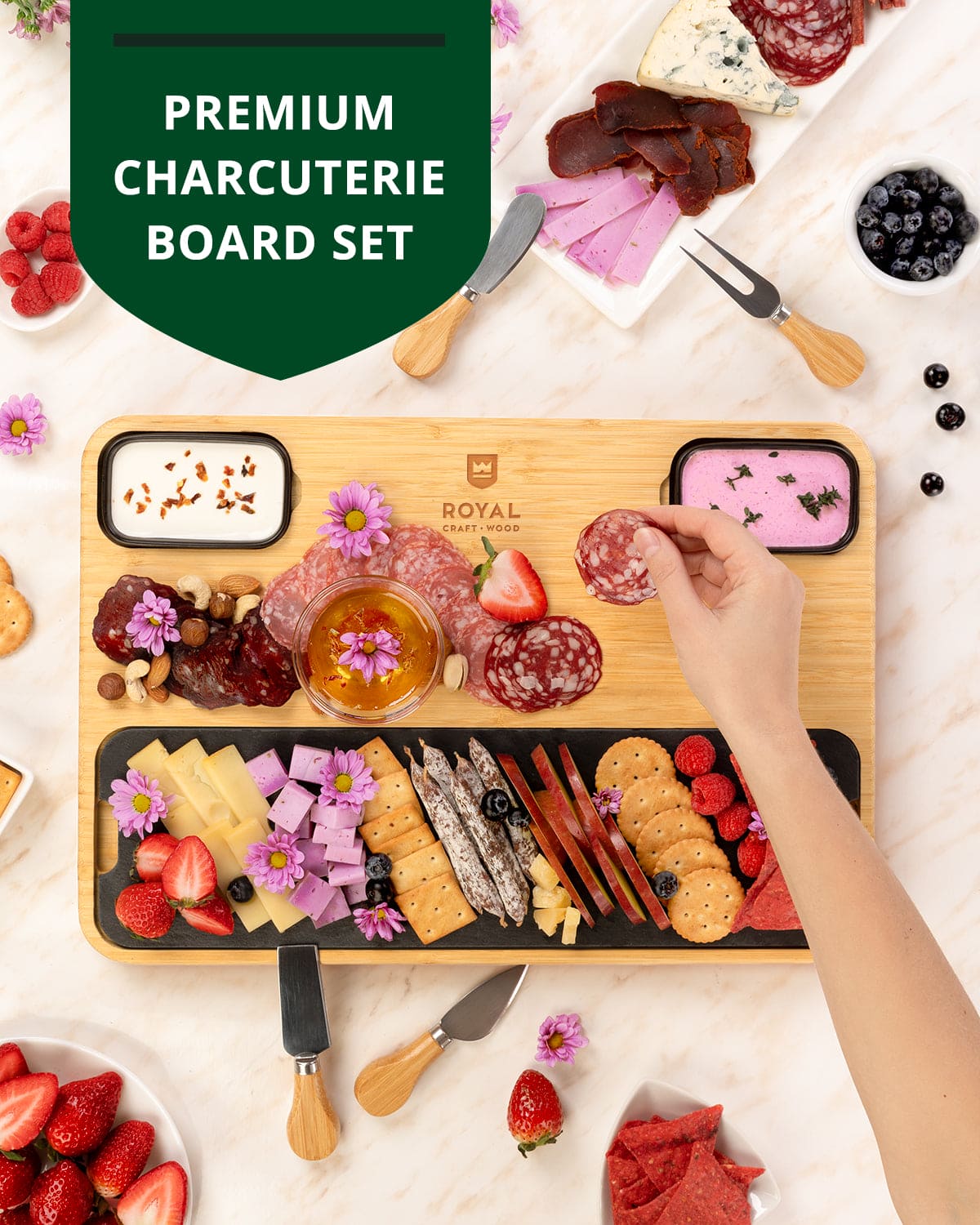 Bamboo & Slate Cheese Board Set