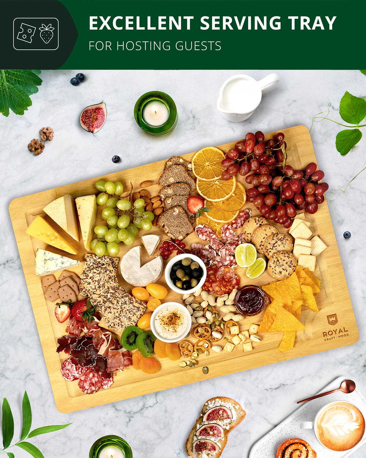 Large Bamboo Prep Board — 24 × 18 in