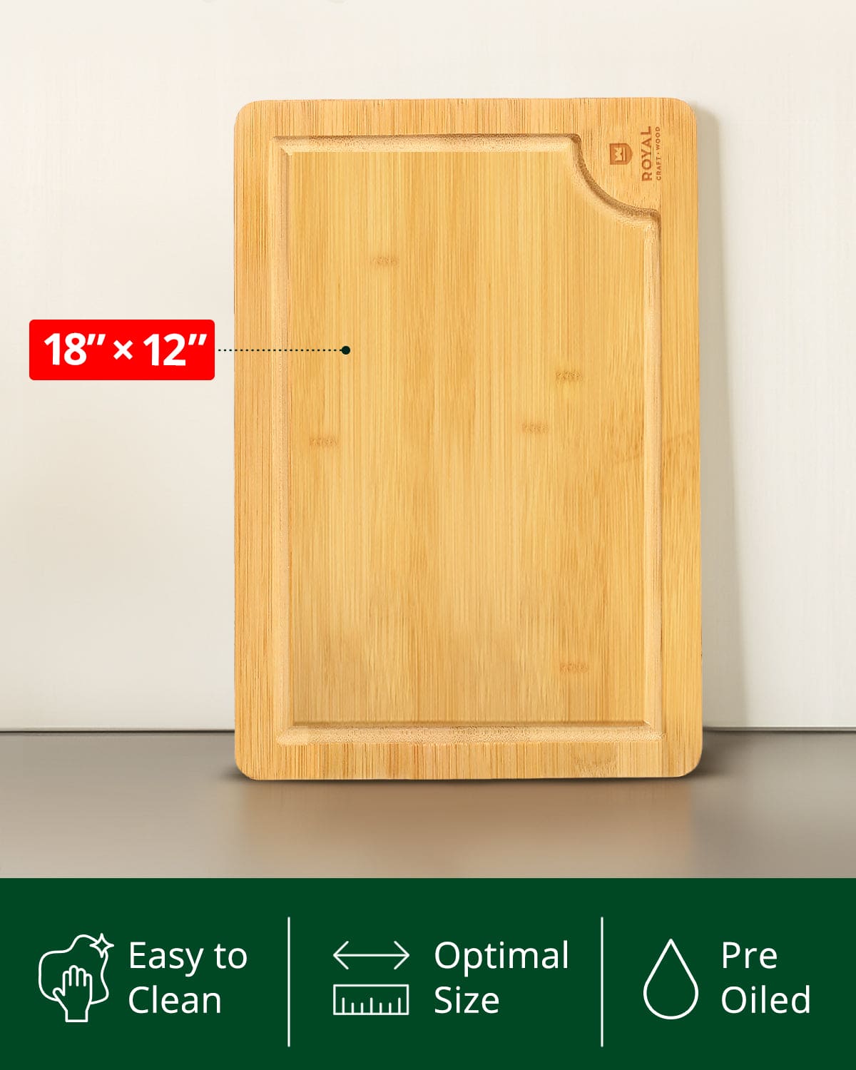 Everyday Bamboo Cutting Board — 18 × 12 in