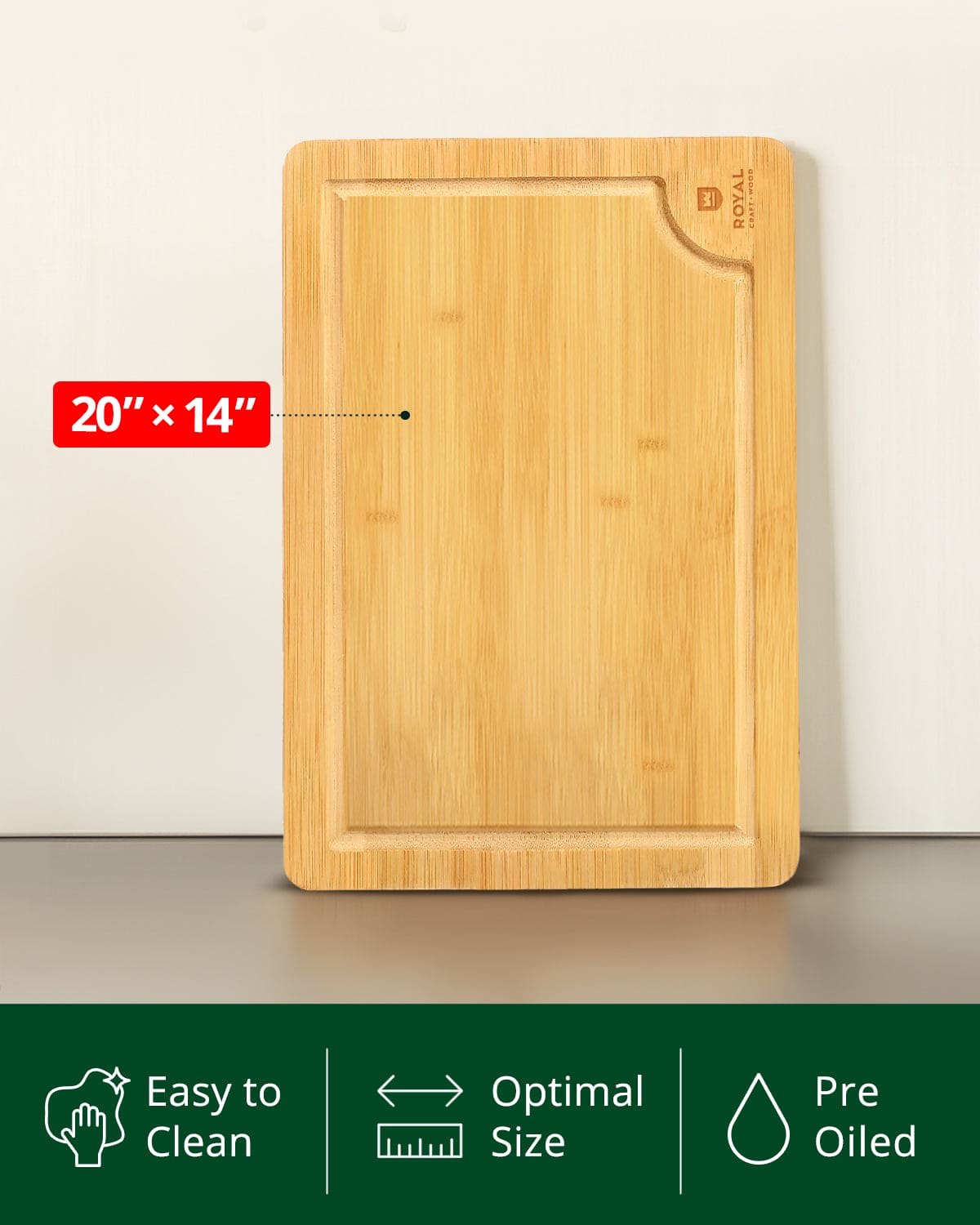 Generous Bamboo Prep Board — 20 × 14 in
