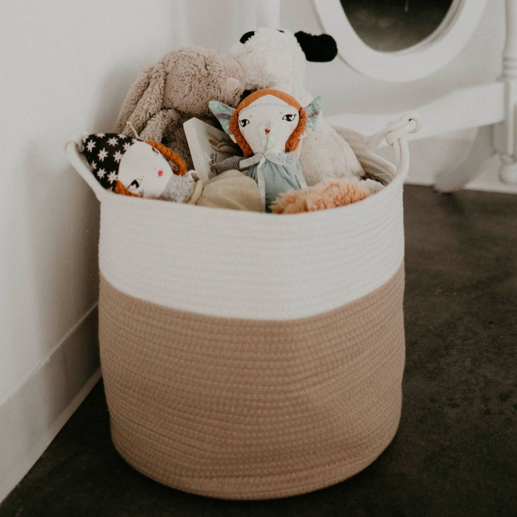Two-Tone Rope Storage Basket