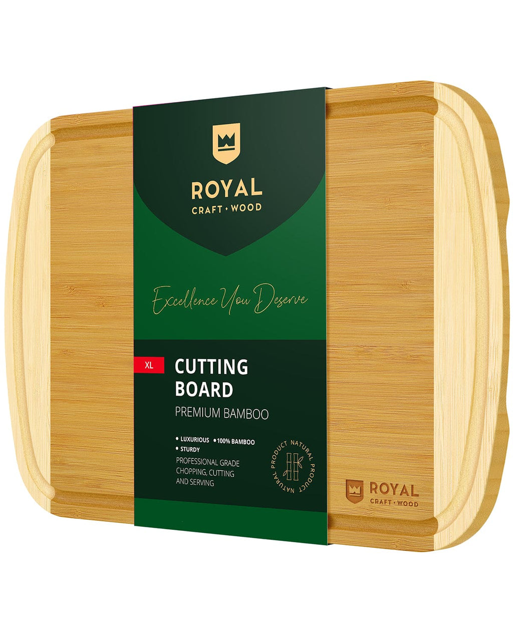 Two-Tone Bamboo Cutting Board — 18 × 12 in