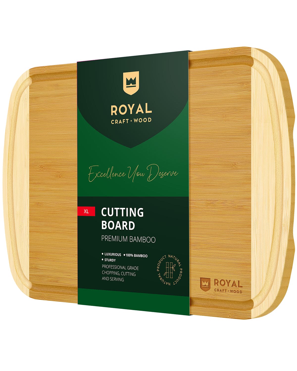 Two-Tone Bamboo Cutting Board — 18 × 12 in