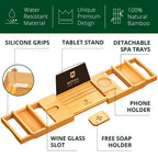 Expandable Bamboo Bath Caddy — Natural