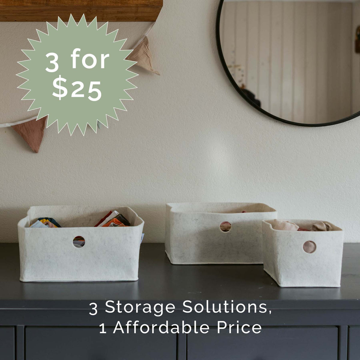 Felt Drawer Organizers — Set of 3