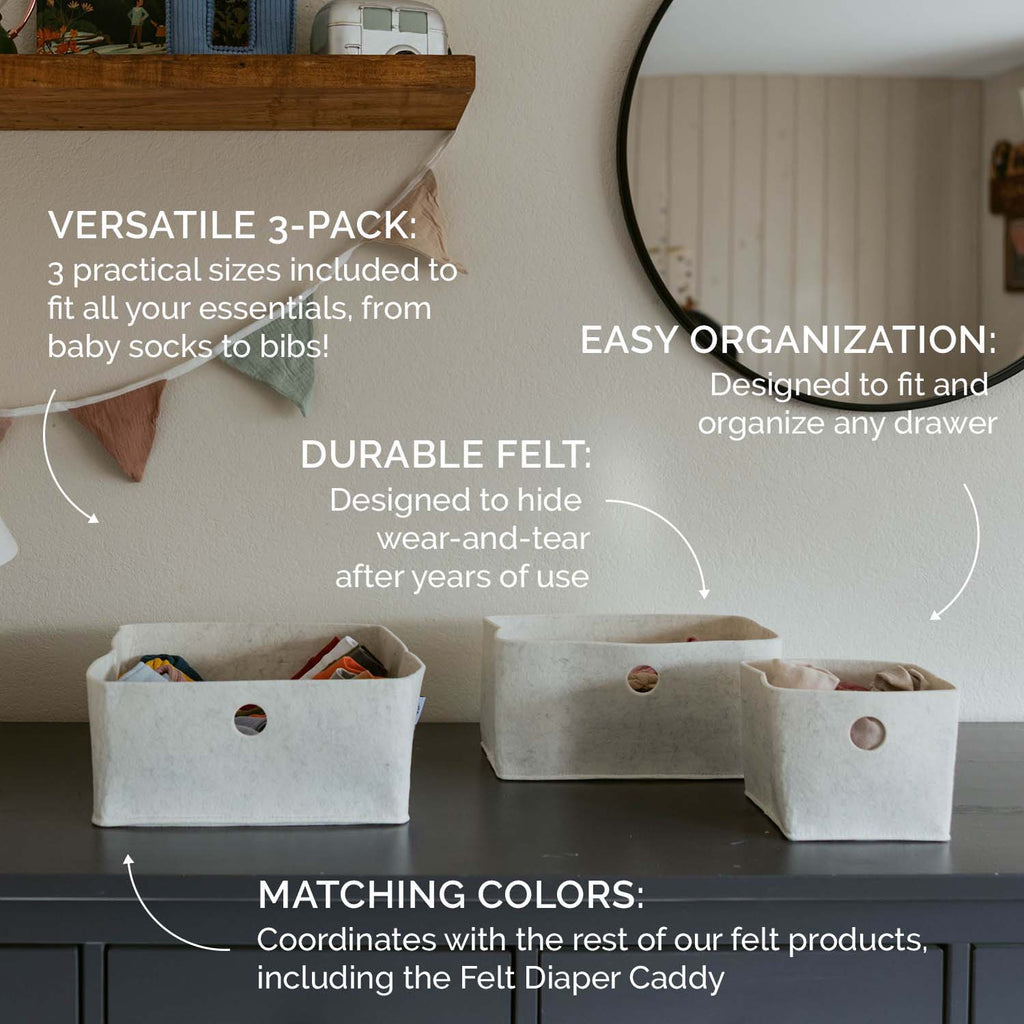 Felt Drawer Organizers — Set of 3