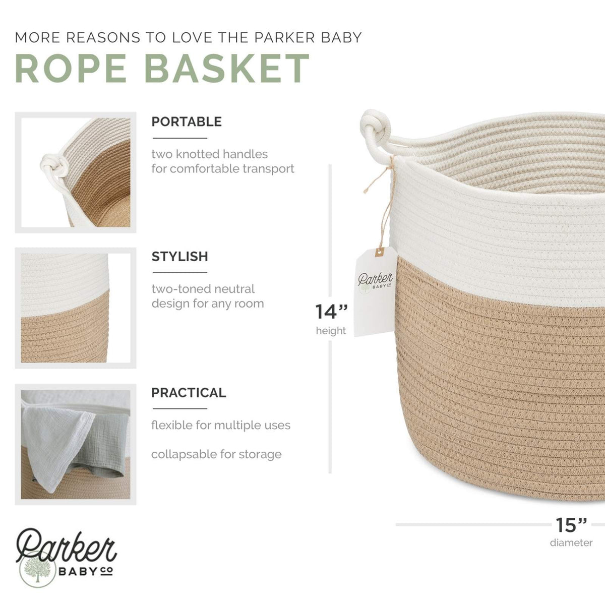 Two-Tone Rope Storage Basket