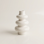 Stacked Bubble Gypsum Vase — White, 5 in: White stacked bubble vase on a plain background.