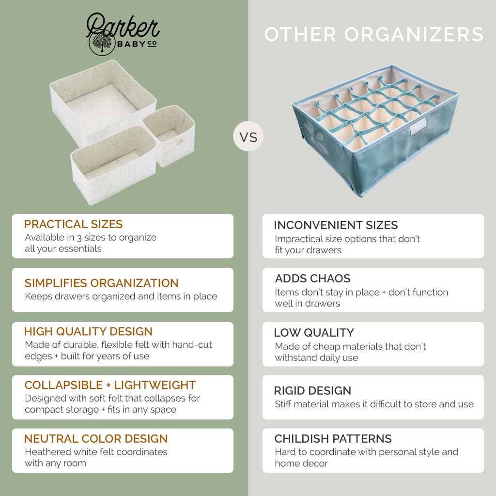 Felt Drawer Organizers — Set of 3
